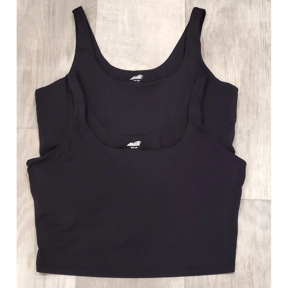 Avia Lot of 2 Black Plus Size XXXL (22) Sports Shelf Bras Workout Gym Exercise